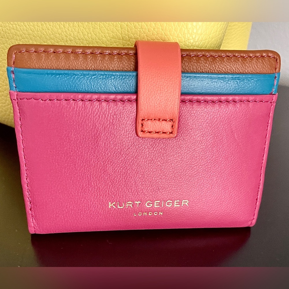 Kurt Geiger NWT Leather Wallet/Card Holder MultiColor SnapCloseCyrstal EagleHead - Picture 3 of 17